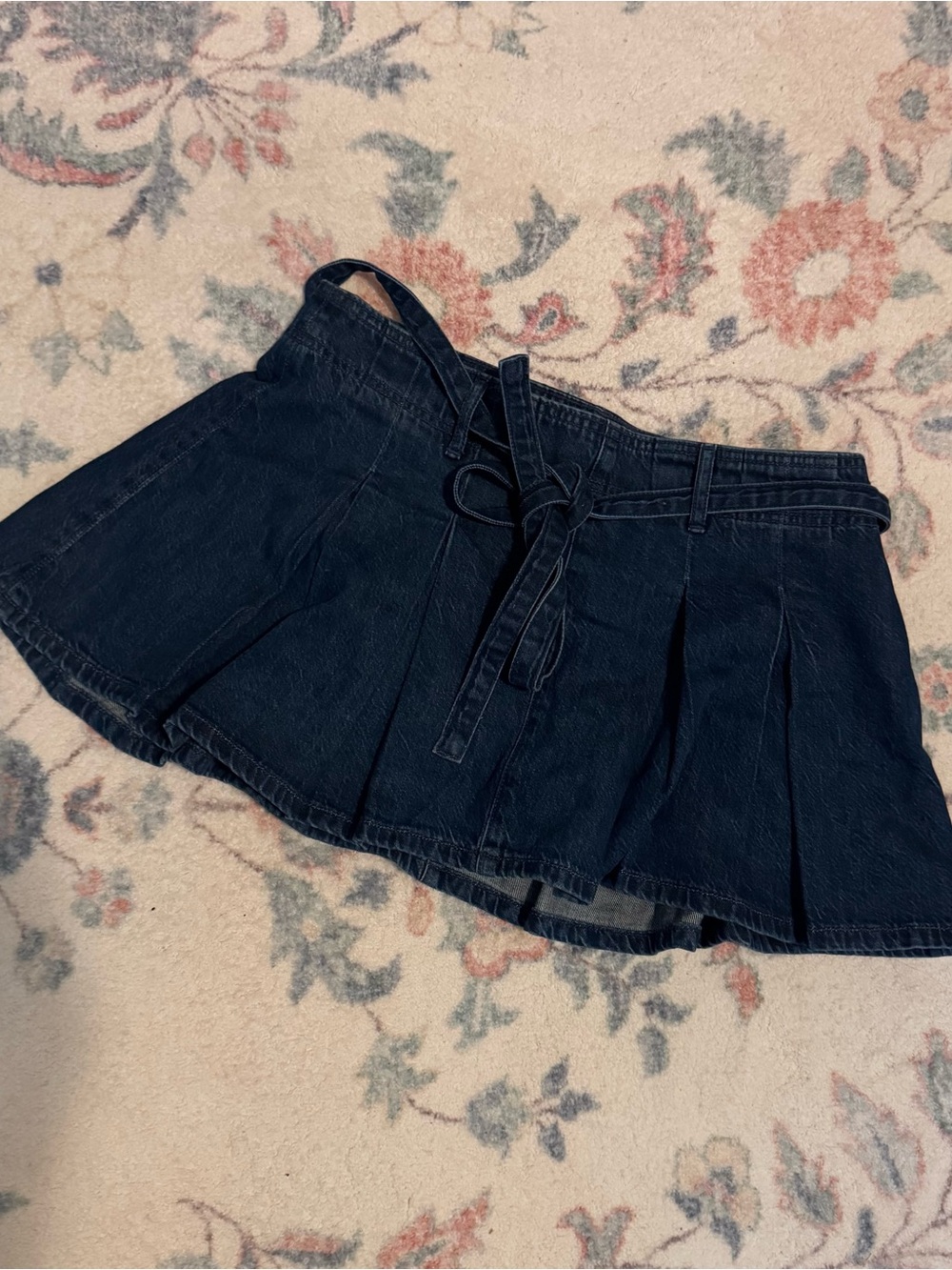American Eagle Outfitters Dark Blue Denim Pleated Mini Skirt